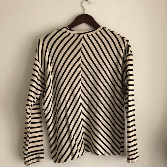 ZARA | Nude & Black Striped Shirt w/ Embellishment - Picture 4 of 4